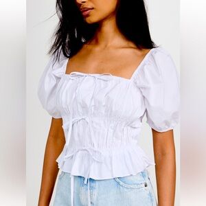 English Factory Tie Detail Shirring Top